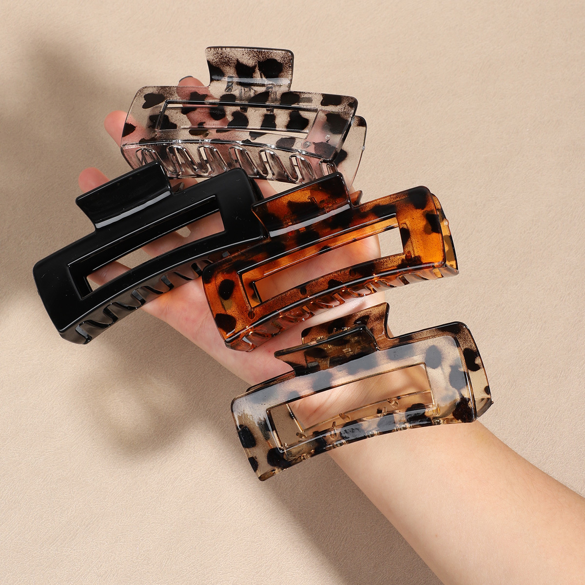 3er-Set Große Leoparden-Haarklammern Für Damen – Starker Halt Für Dickes & Dünnes Haar, Mit Rutschfesten Klammern