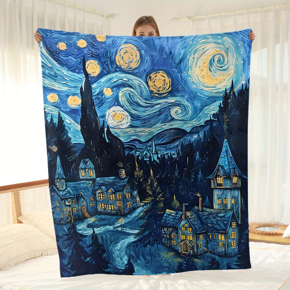 

1pc Winter Flannel Blanket Sofa Throw Blanket Air Conditioning Blanket Lunch Blanket Dual-sided Fleece Gift Blanket