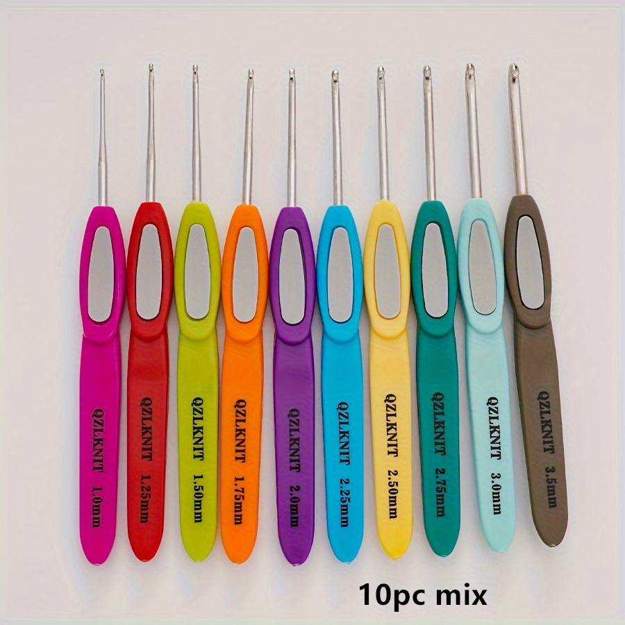 TEMU Set di uncinetti in pizzo da 5/10 pezzi, kit professionale per (1-3 mm), impugnatura antiscivolo e design ergonomico, per lavori a , portatile