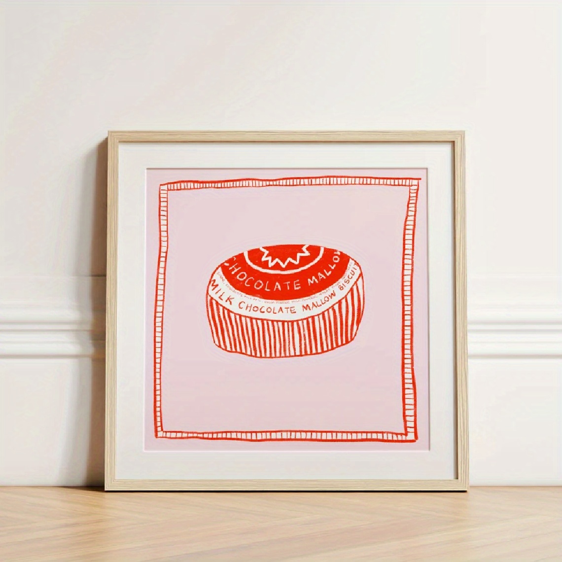 TEMU 2d Flat, 1pc, Wall Art, Vintage Poster, Tunnock's Tea Cake Art Print, Drink Canvas Painting, Unique And Aesthetic Decoration, Perfect Decoration