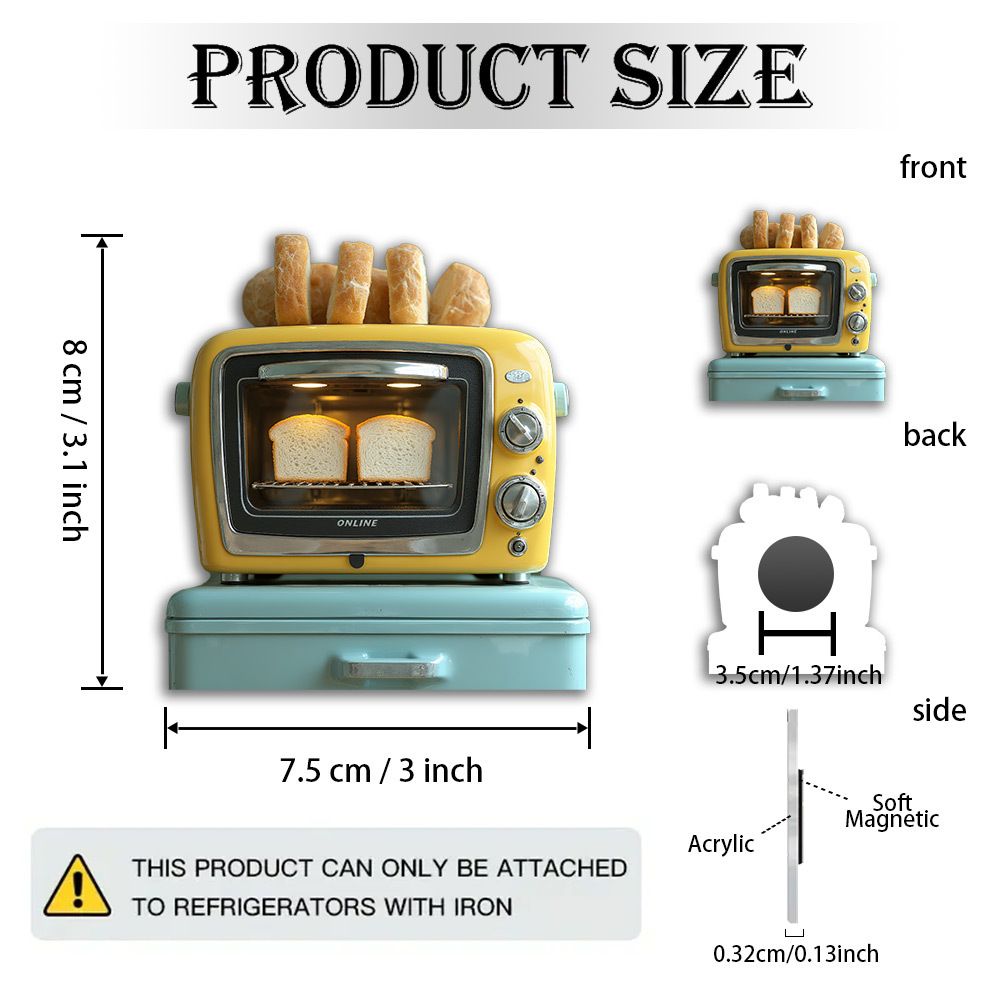 TEMU 1 Imán Retro para con Pantalla de Pan - Imán Retro para Nevera para Decoración de Cocina, Rejilla Acrílica para Compatible con Nevera/Escritorio