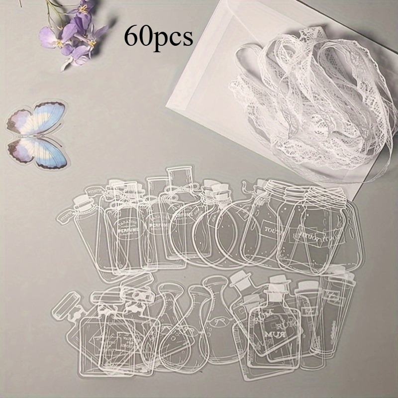 

60pcs Pvc Transparent Bookmark With Real Dried Flowers And Butterflies, Hand-decorated Page Numbers, Suitable For Readers, And Book Club Gifts