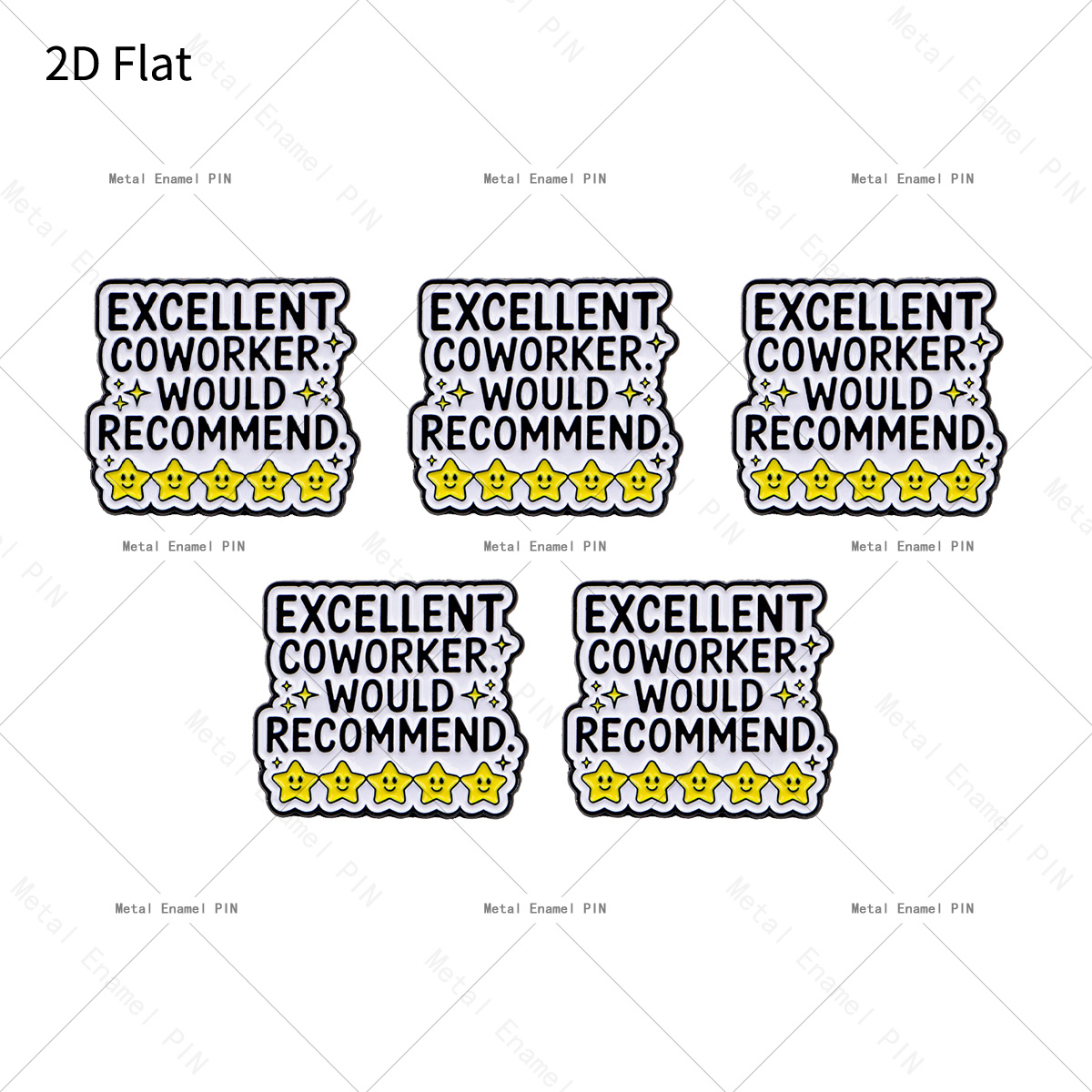 TEMU 2D Plat 5pcs/Set "EXCELLENT COLLEÈGE ME RECOMMENDERAIT." Pins de Revers Citations Drôles Pins Émaillés et Broches Badges Pins pour Sacs à Dos