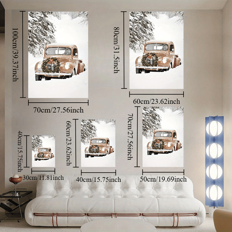 TEMU 2d Flat, 3pcs Frameless Decorative Paintings, Modern Winter Outdoor Snow Scenery, Elk Skiing Board, Forest Hanging Paintings, Family Rooms,