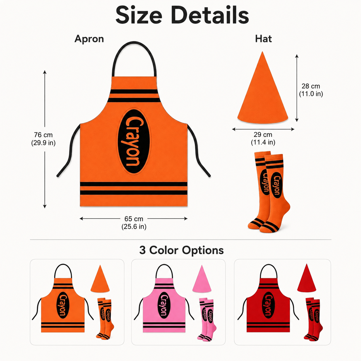 3pcs Crayon-Themed Costume Additions Kit