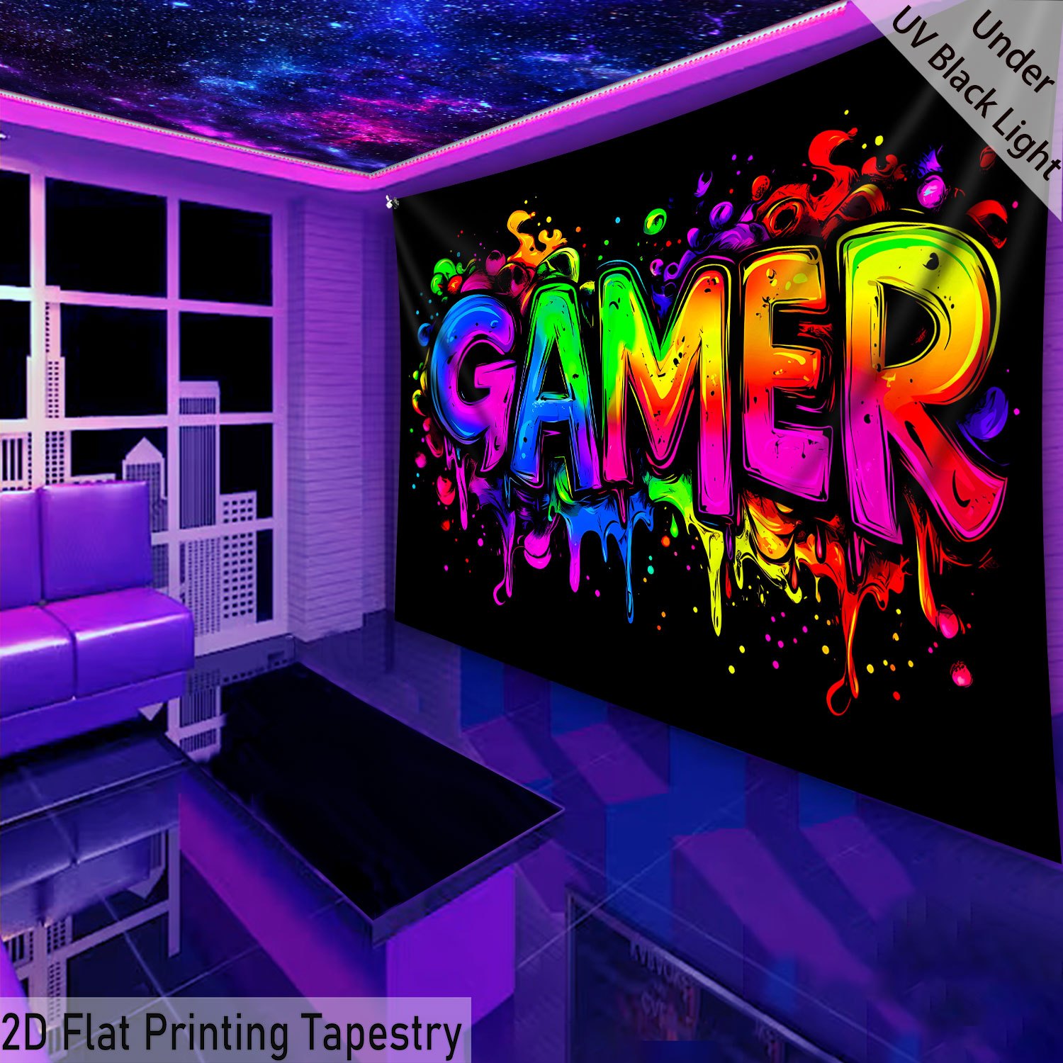 Tenture murale fluorescente uv pour décoration d'intérieur_voghion.com