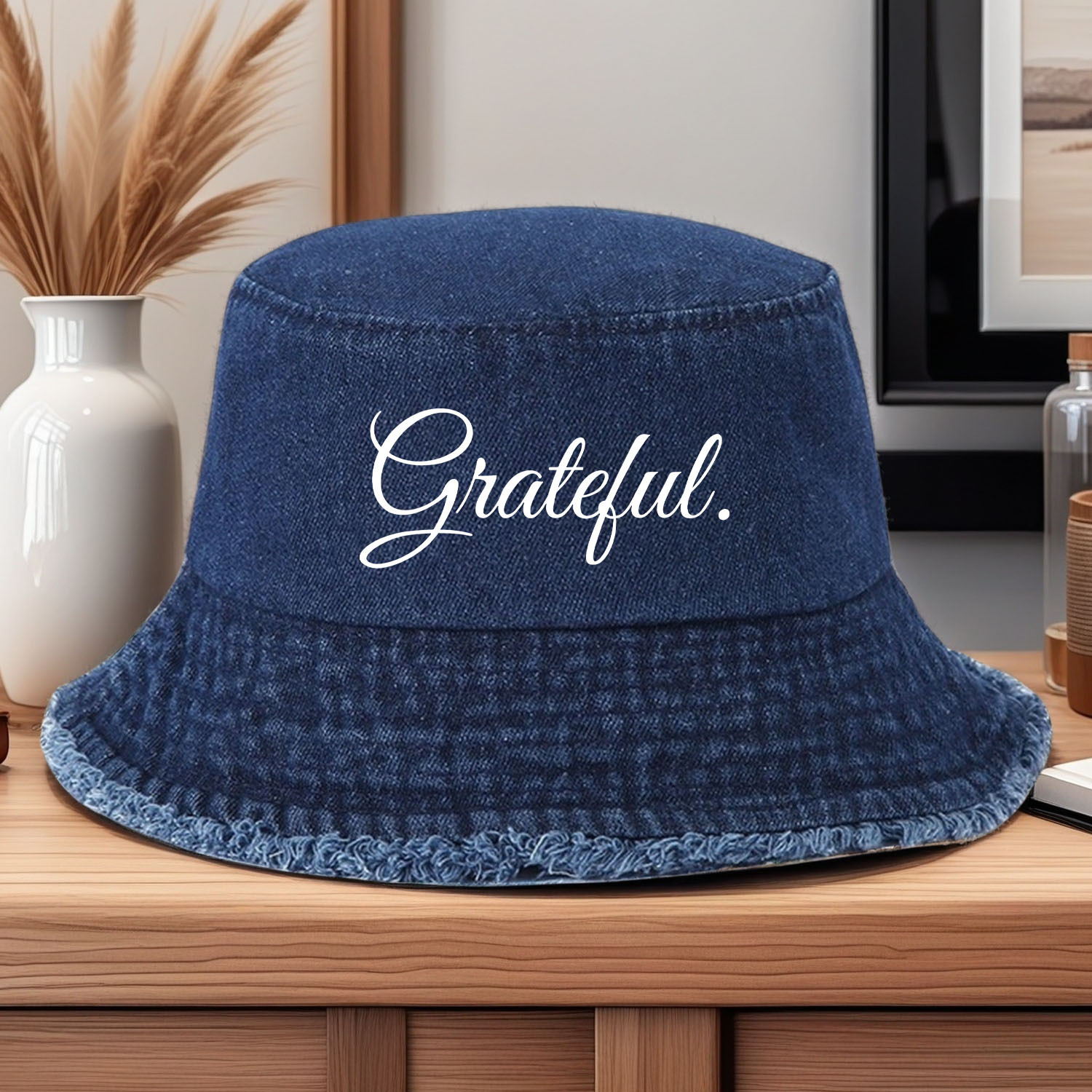 TEMU A Stylish And Versatile "grateful" Pattern-printed Bucket Hat, A High-quality And Unique Bucket Hat To Match With Various Outfits