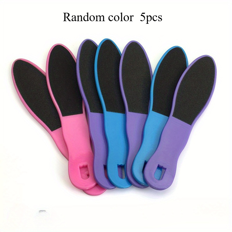 5pcs Foot File, Cuticle File Scrubber With Handle, Double-sided Heel Scraper For Women Men, Random Color
