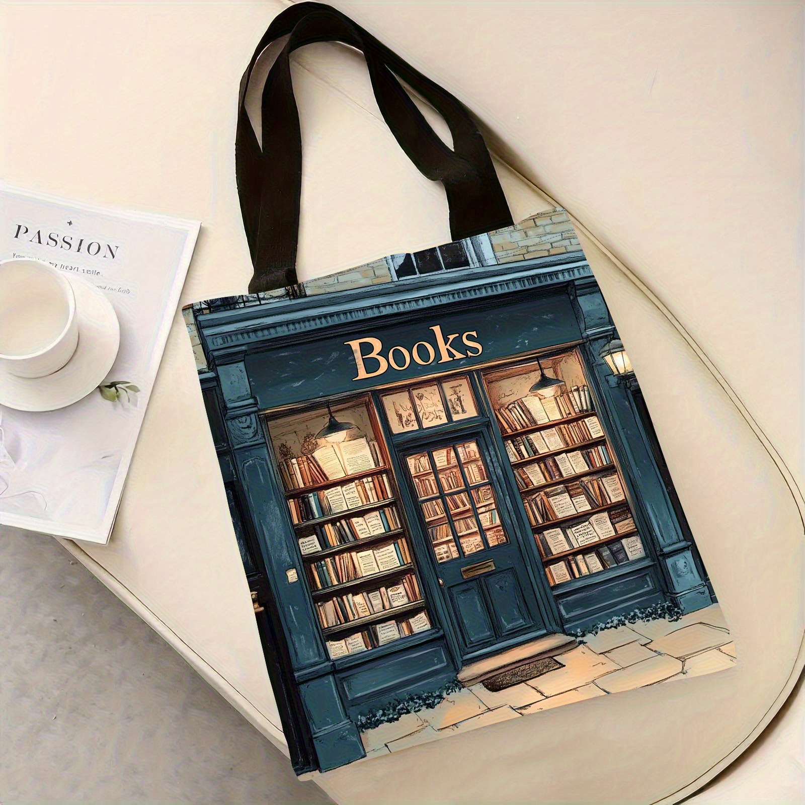 TEMU 1 ud. Bolso tote de libro con estampado 2D de cara con estilo retro de - Moderno y , gran capacidad para viajes, compras y uso diario | Duradero