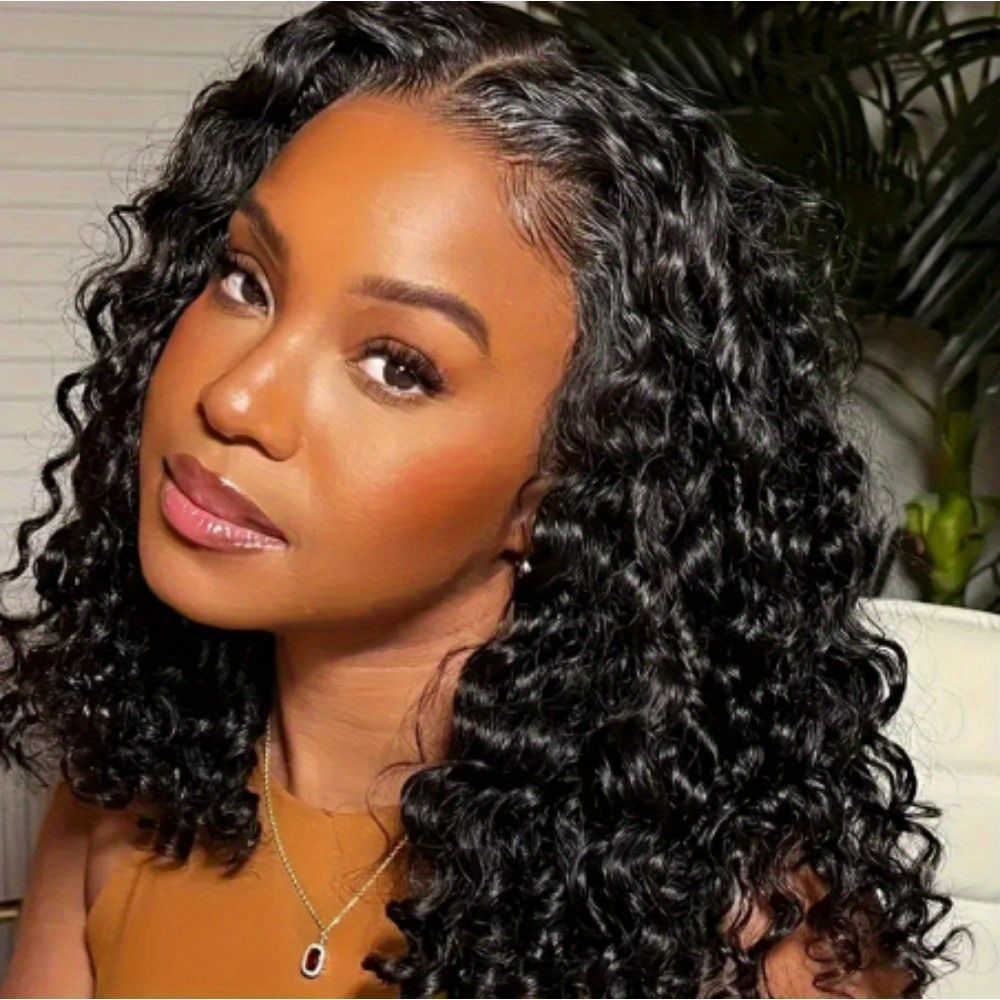 14 water wave lace front curly bob wig for women soft natural looking long lasting style 4x4 lace area high quality synthetic fibers casual or special occasions synthetic lace front wig details 0