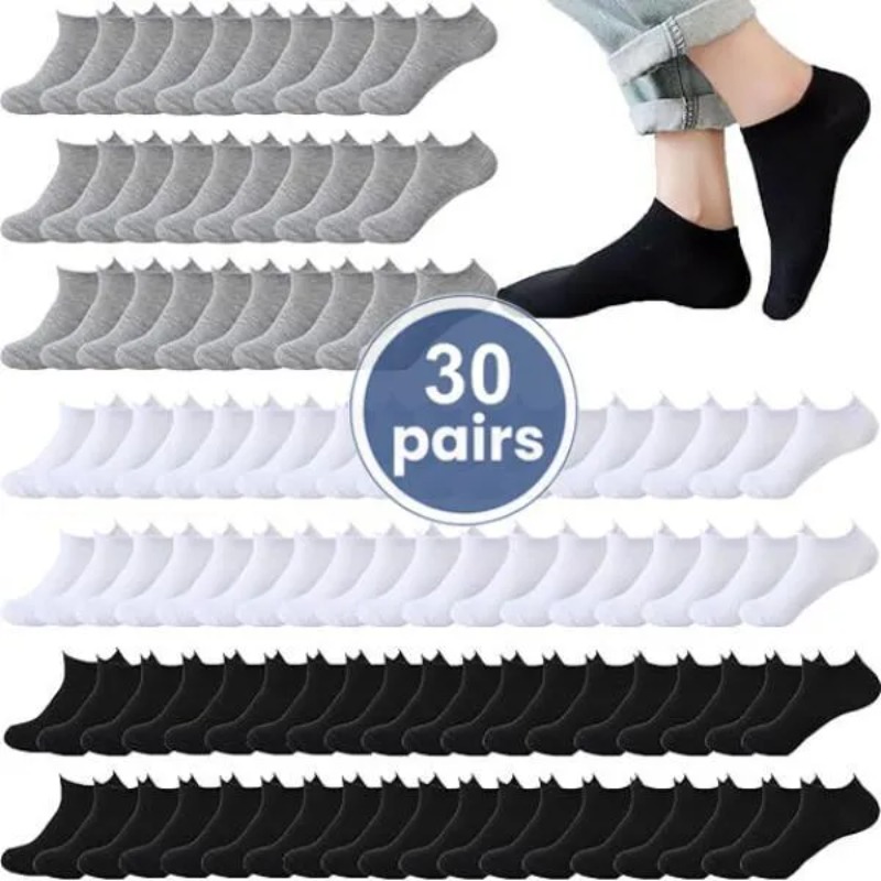 TEMU 30 Pairs Pack Low-cut Invisible No-show Socks Suitable For , Breathable Sweat-wicking Low- For Daily Wear,, Gym, Outdoor Activities - Machine