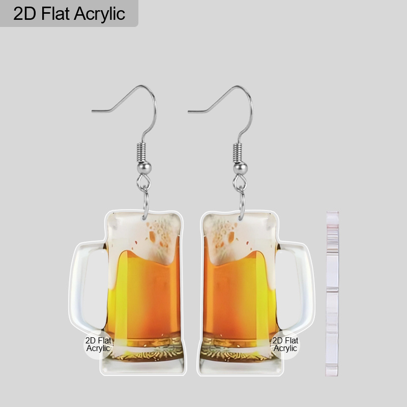 TEMU Plat 2D, 1 Paire de Boucles d'Oreilles Minimalistes de Bière - Bijoux de Fête en Acrylique sur le Thème de l'Oktoberfest, Adaptés pour Festival