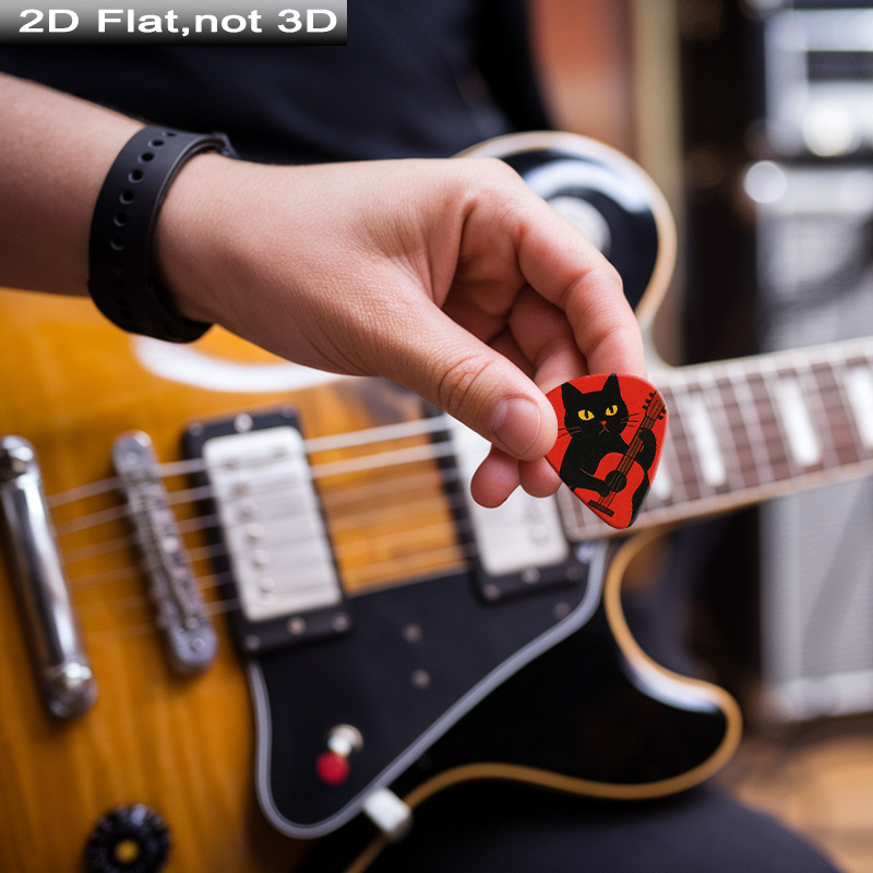 TEMU Set di 6 plettri per chitarra 2D con motivo unico e chitarra, fornito con una custodia per facile conservazione e trasportabilit�, set come