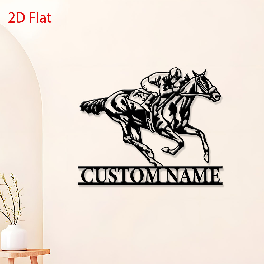 TEMU 1pc Custom Horse Racing Metal Sign Personalized Wall Art Decor Gift For And Enthusiasts