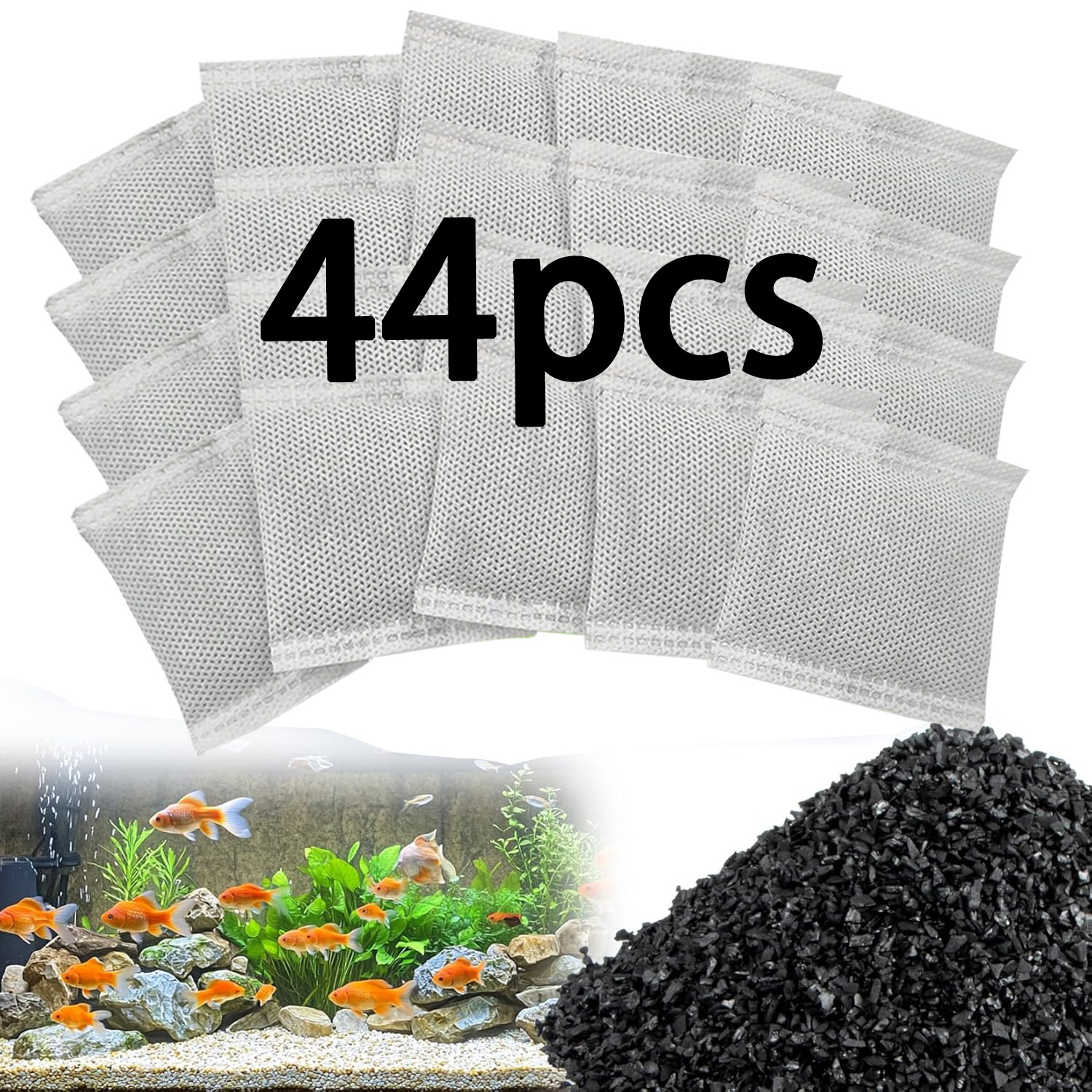 TEMU 44pcs/22pcs High-quality Activated Carbon Bags, Aquarium Filter Carbon, Aquarium Filter Media, Odor Filter Replacement Core, Water Purifying