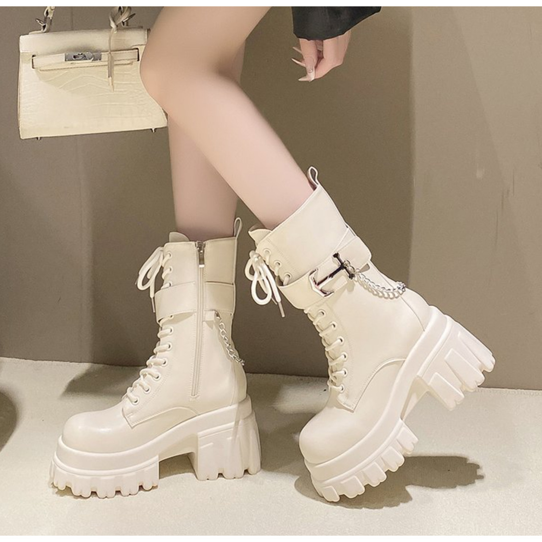 Ladies Boots Calf Boots Size Platform Boots JUSLIO Winter Boots - Main Image