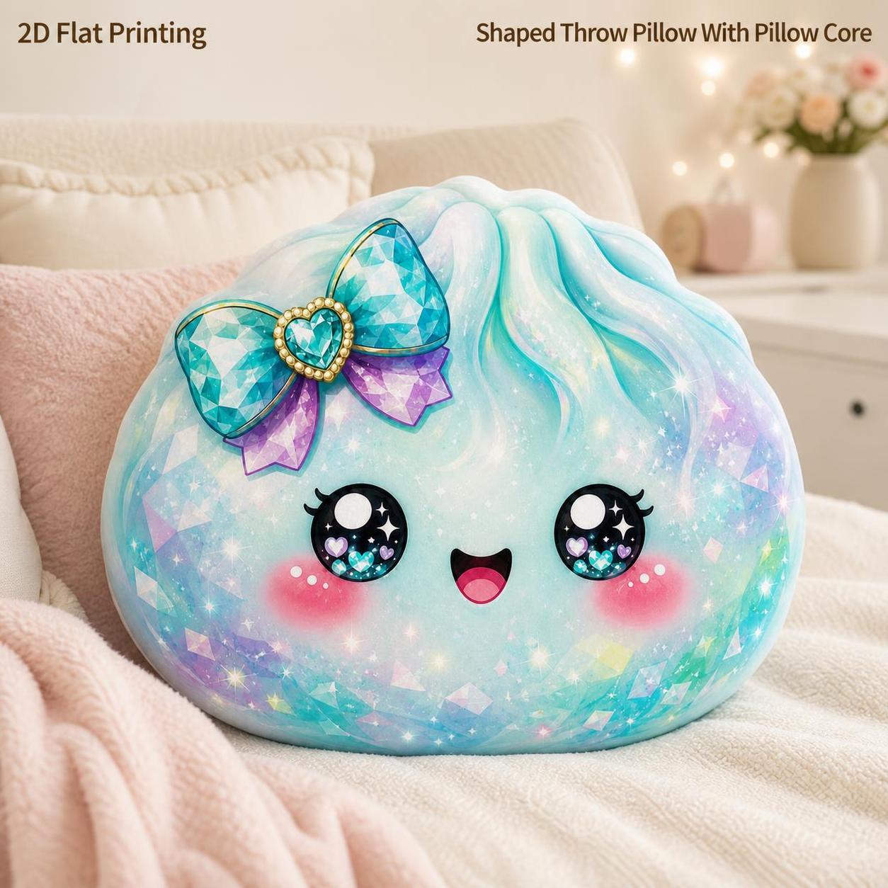 TEMU Dumpling 2d Flat Printing Shaped Stuffed Throw Pillow Decorative Cushion Pillow Bedroom Decor Dumpling Lovers