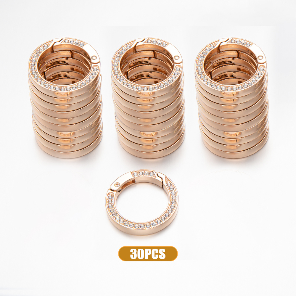 TEMU 30pz Anelli a Molla con Strass, Portachiavi con Moschettone , Fibbia a a Molla da 1.37In per Portachiavi, Borse, Borsette, Accessori (3 Colori)