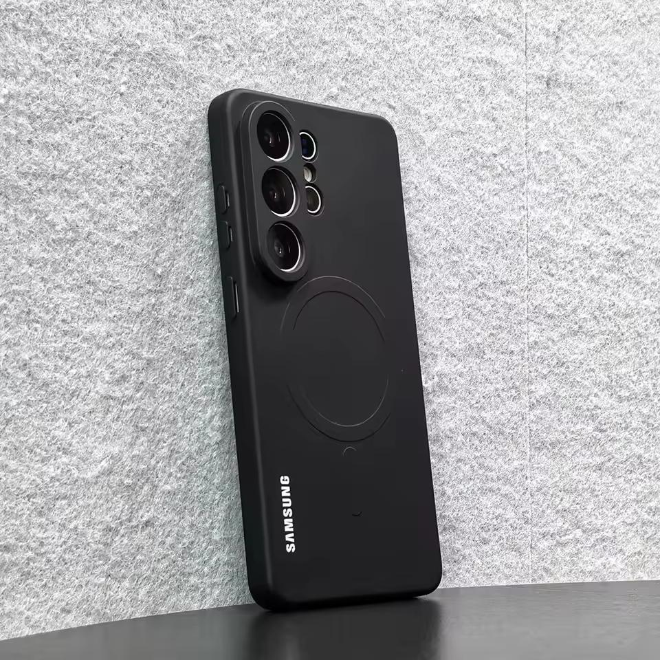 TEMU Phone Case - Luxurious Liquid Silicone Solid Color Printed Magnetic Case, Compatible With Galaxy S26 S25 S24 S23 S22 S21 Shockproof Protective