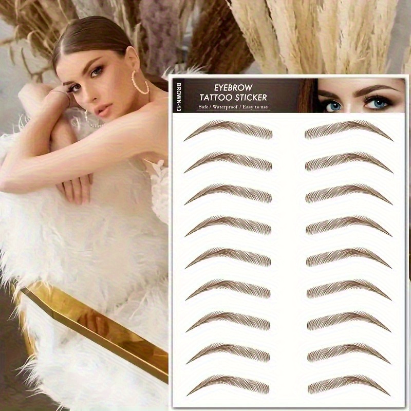 TEMU Waterproof 3d Eyebrow Templates-non-toxic, Light Beige Friendly, Suitable For Body Makeup, Tattoo Patches, Suitable For Women's Valentine's Day Gifts