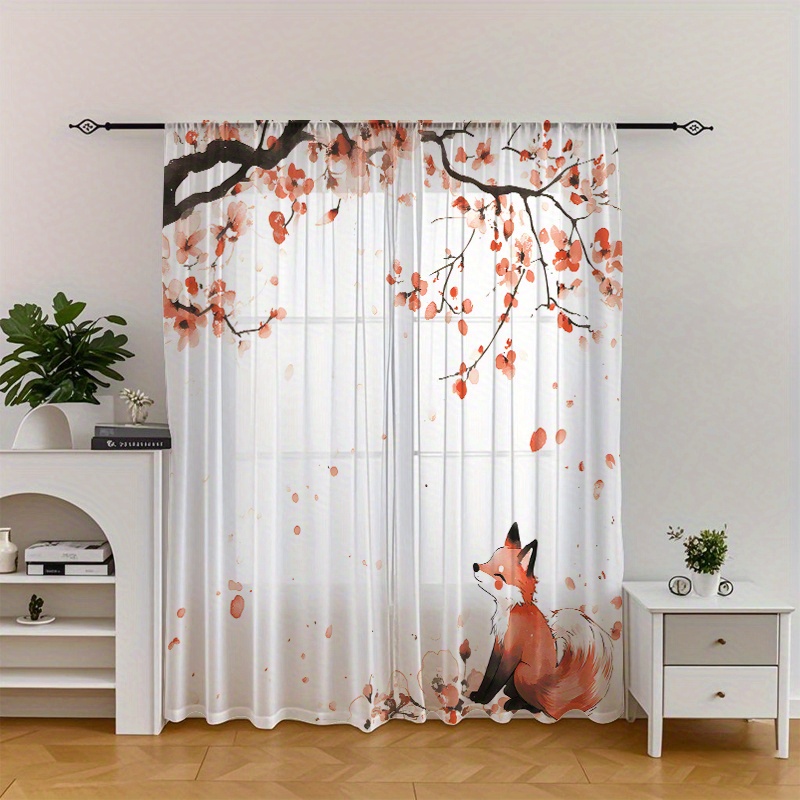 TEMU Un ensemble de rideaux ornés de floraux et d'adorables , parfaits pour poétique à votre fenêtre. Idéal pour une utilisation dans , les salons ou