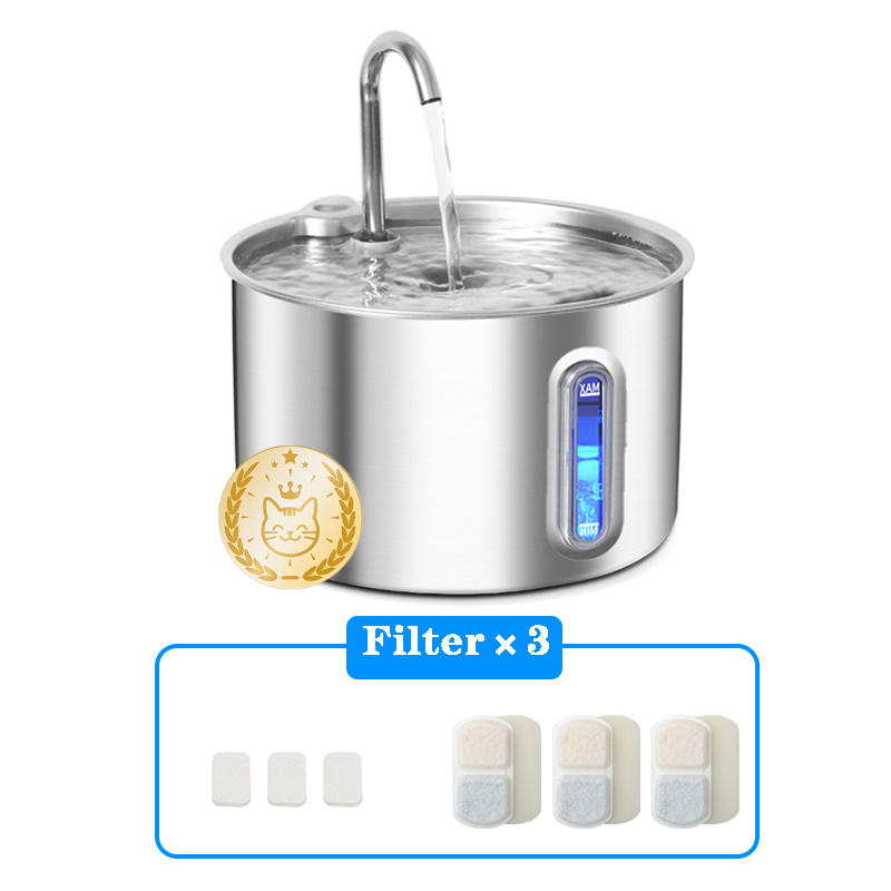 TEMU Pet Water Fountain 2.2l/74oz Stainless Steel Cat Fountain Automatic Cat Water Fountain Suitable Water Fountain For Cat Usb Powered For Cat