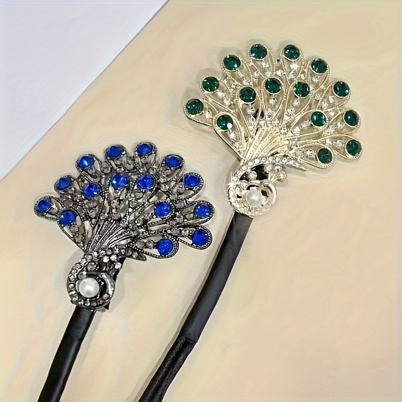 2pcs elegant peacock hairpin set diy french updo clip   accented alloy battery free stylish womens hairstyle accessory for parties weddings or daily use updo hair decor intricate design     hair accessories Product details 2