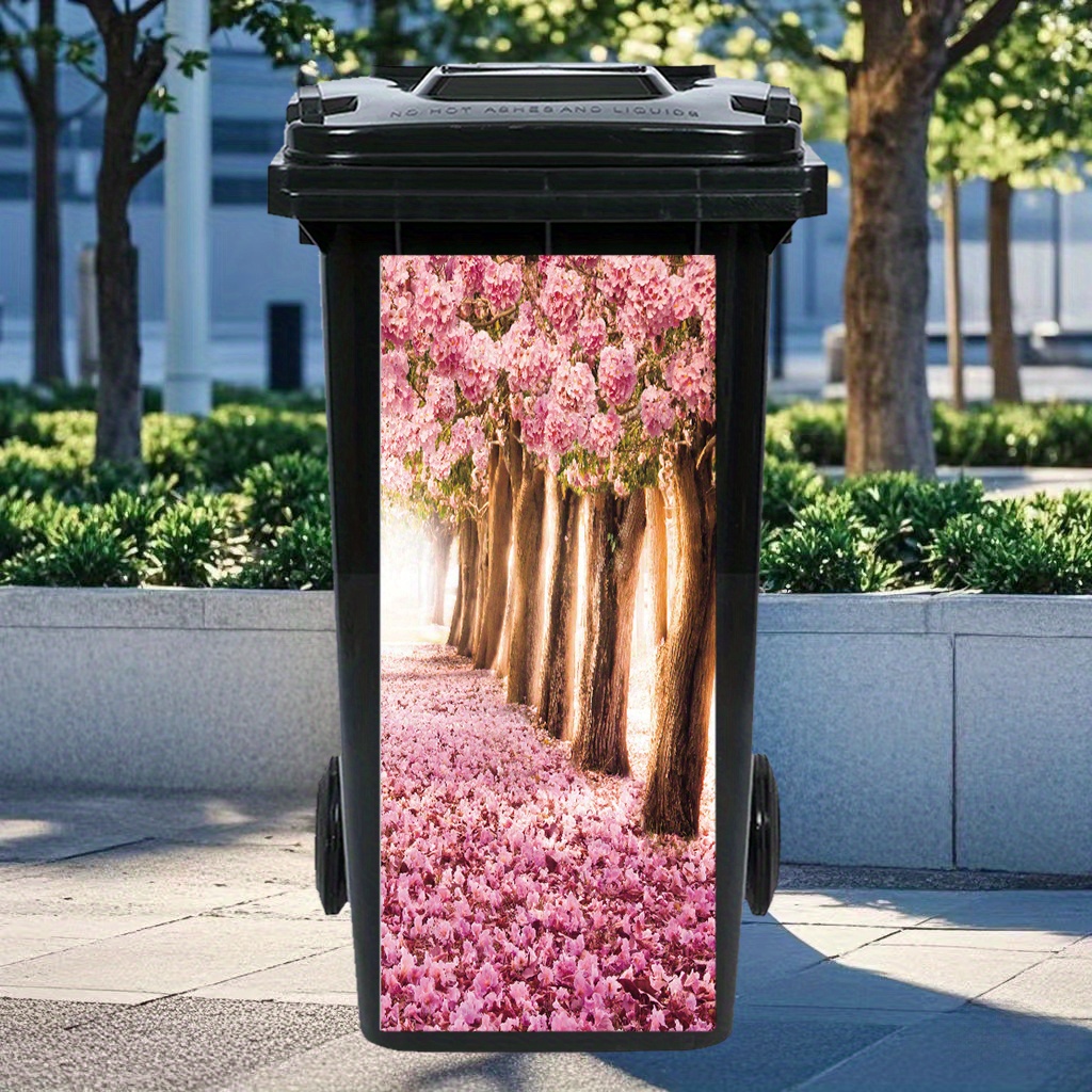 

1pièce Autocollant de décoration de poubelle de paysage de forêt de fleurs, étanche, adapté à la poubelle extérieure, à la décoration de cuisine, aux fournitures de scrapbooking