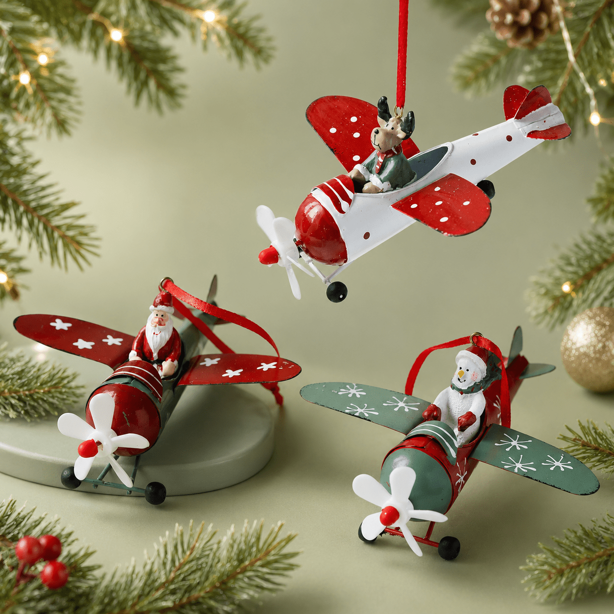 TEMU 3pcs Santa Claus Airplane Snowman Reindeer Pendant Christmas Decorations Christmas Tree Ornaments Home New Year Decorations