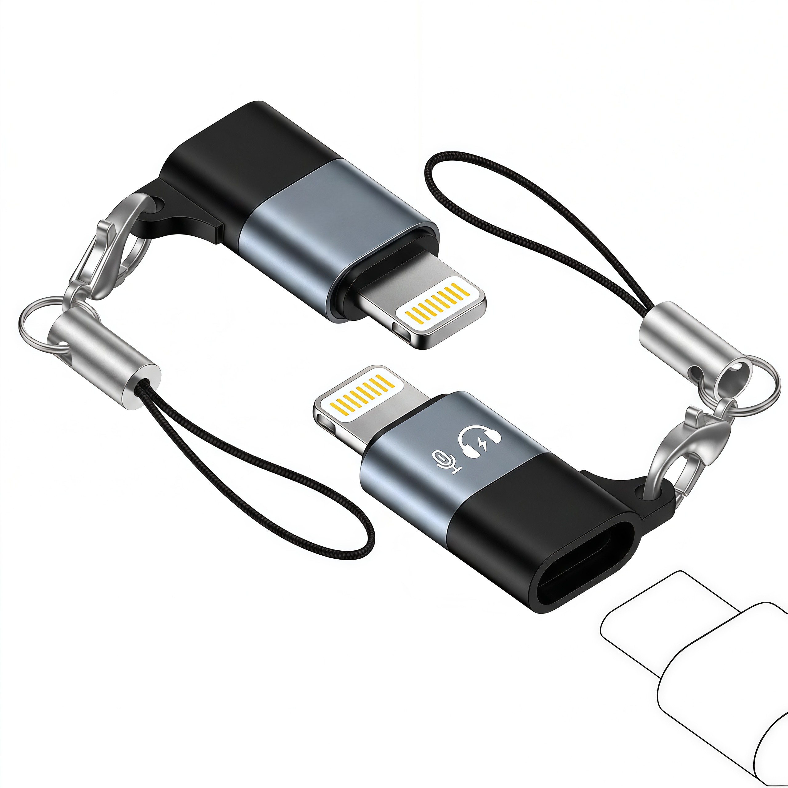 TEMU 2pz - Adattatore telefono Mic Mini da USB-C a Lightning per DJI - Adattatore audio da Lightning a USB-C per iPhone 14/13/12/11, supporta la