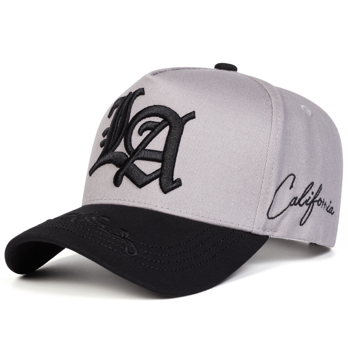TEMU 1 Men's Gothic La Embroidered Baseball Cap, Fashionable Five-panel Hat, Outdoor Adjustable Casual Cap, Suitable For Spring And Autumn , Travel,