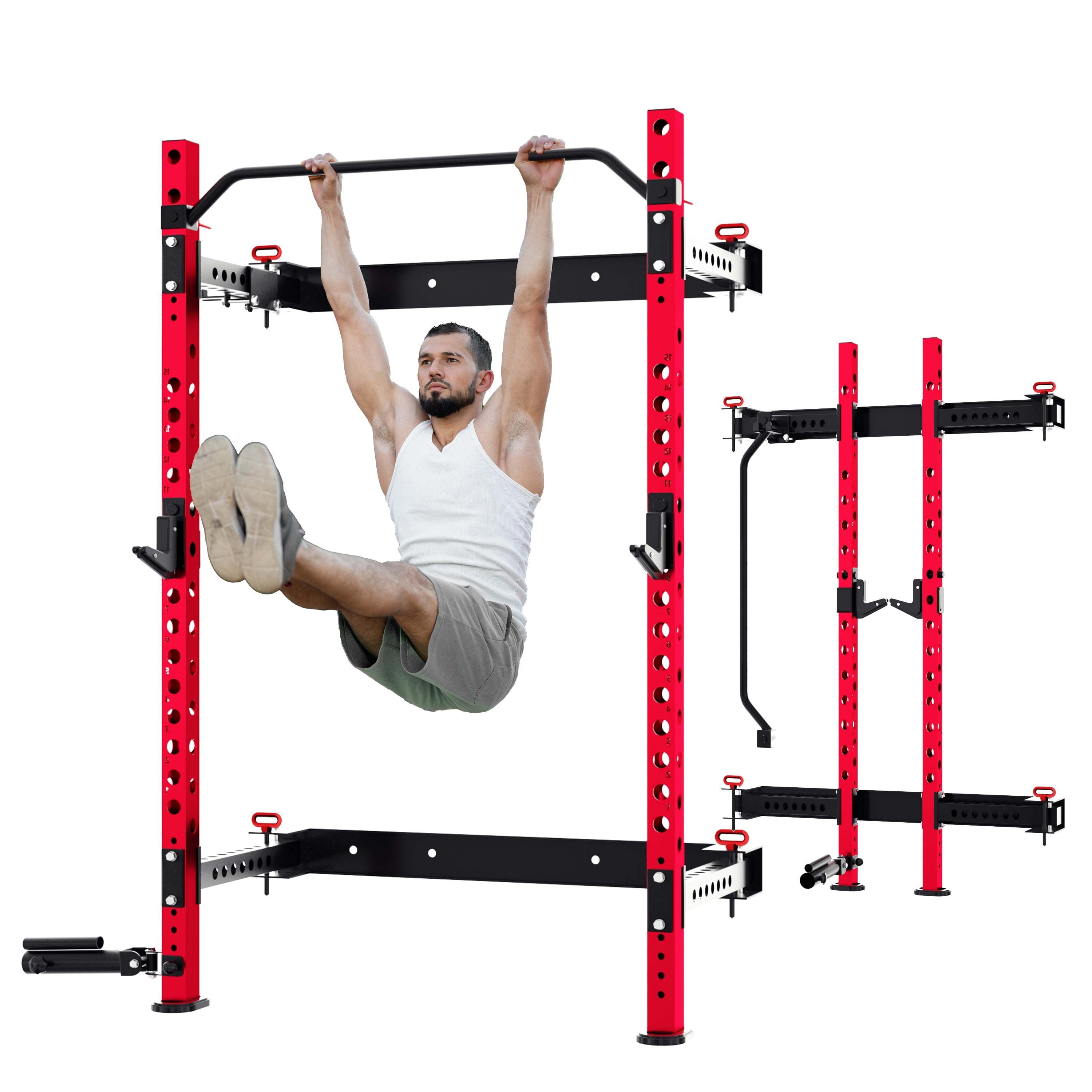 Œillet De Fixation Pour Squat Milageto – Acier, Compatible Barre 50 Mm, 8 Hauteurs Réglables, Charge 130 Kg