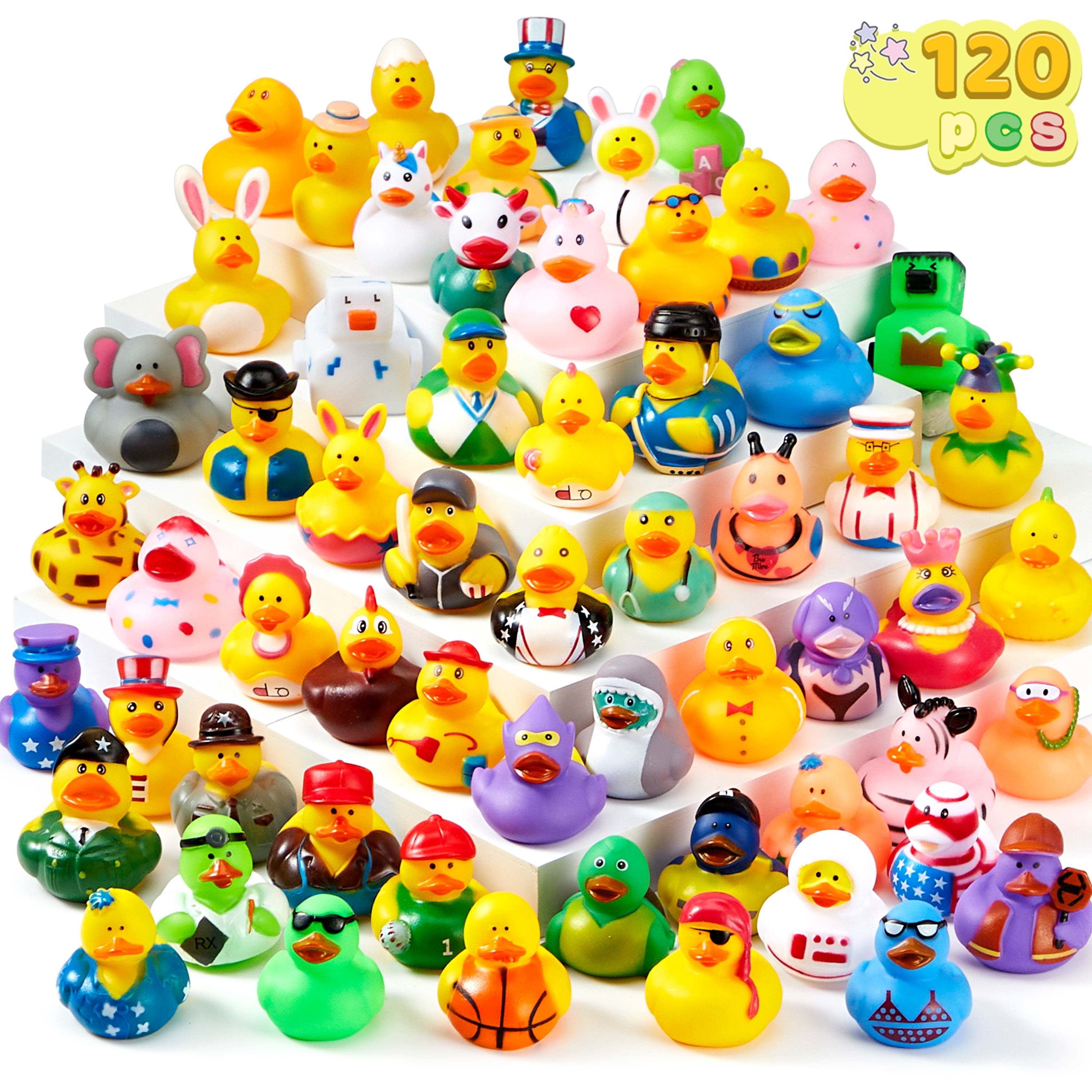 TEMU 120pcs Mini Rubber Toys, Rubber Ducks For Dollhouse Decor, With Mesh Carry Bag Toys, Birthday Gifts, Summer Beach Pool Activity, Party Favors,