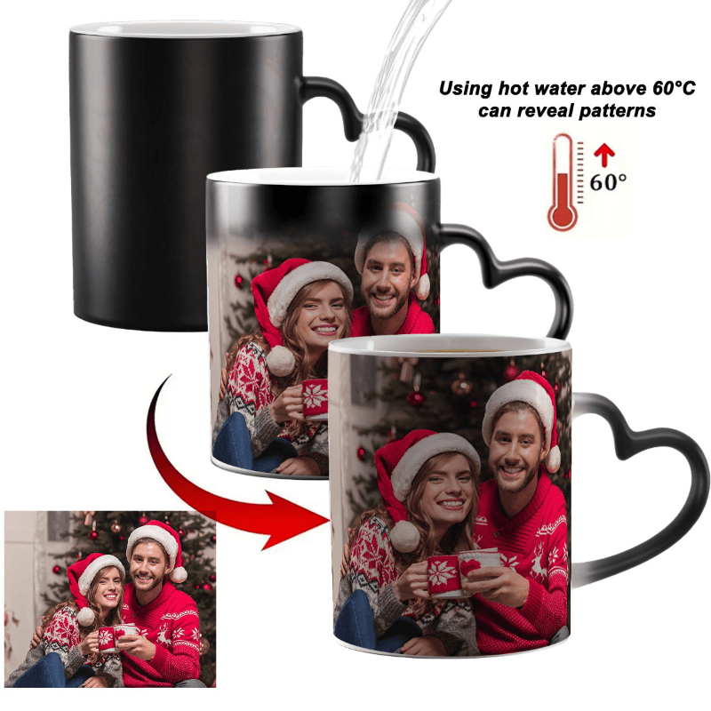 

1pc Custom 330ml/11oz, Personalized Heat Sensitive Color Changing Coffee Cup, Ideal For Christmas, Thanksgiving, Valentine's, & Father's Day Gifts, With Add Your , For No Battery Needed