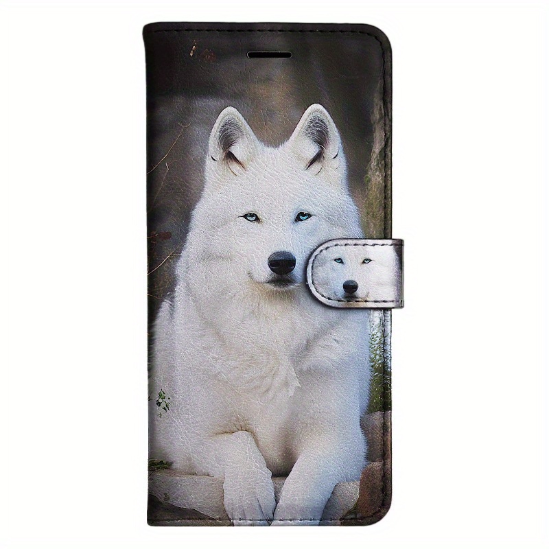 TEMU Phone Case: Arctic Wolf Magnetic Flip Wallet Case With D Holder Stand For Iphone 5/6/6s/7/8/x/xs/xr/se2 2020/se3 2022/11/12/13/ Plus Pro Max