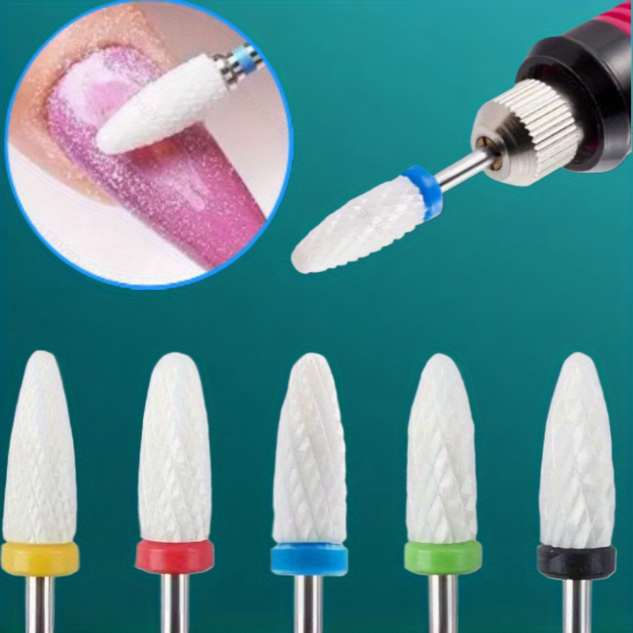 6pcs Ceramic Nail Drill Bit Set for Electric Rotary Burr Machine
