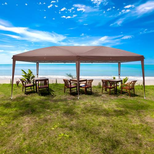 commercial grade 10x20 all weather canopy tent 210d silvery oxford waterproof shelter with 2 windows snap button setup heavy duty 59lbs folding event tent