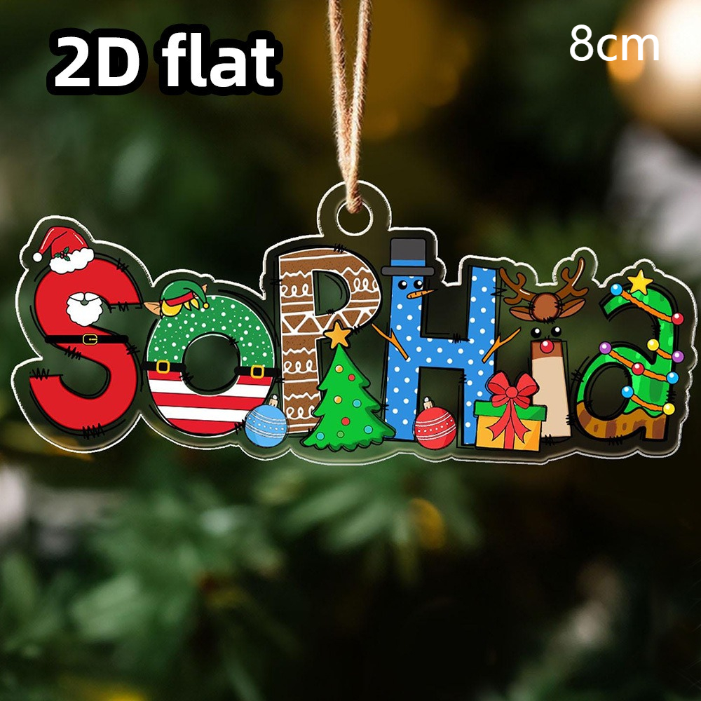 TEMU [Personnalisé] Bijoux avec nom personnalisé, Ornements de Noël personnalisés avec nom de dessin , Breloques de voiture, Décorations d'arbre de