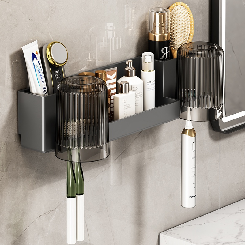 

Toothbrush Holder Bathroom Shelf No Drilling Bathroom Hanging Rack Bathroom Sub Home Use