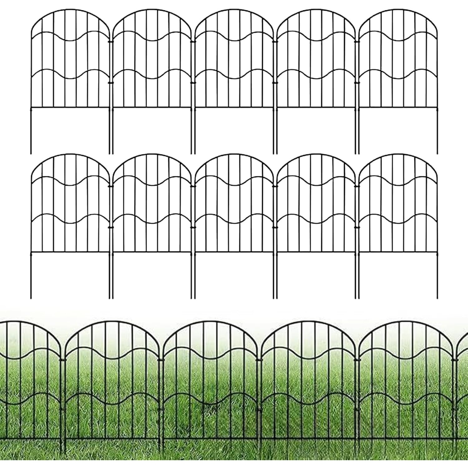 Image of [2d Flat] 10pcs Heavy Duty Decorative Fences, Temporary Fencing For Pet Areas, Lawn, Outdoor Patios, Flower Beds & Yard Landscaping Events - & Versatile Garden Barrier