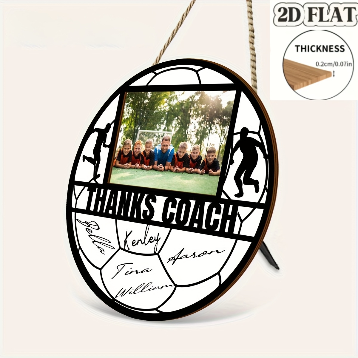 TEMU 2d Flat, 1pc Memory Thanksgiving Damaged Look Wall Sign - Wooden Photo Frame With Soccer Ball Design, Hanging And Placement, Suitable For Home