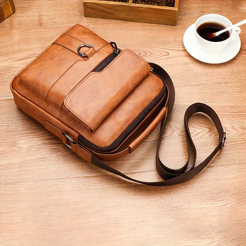 a single shoulder crossbody bag for men women with long wallet and short wallet integrating business leisure and commuting support details 10