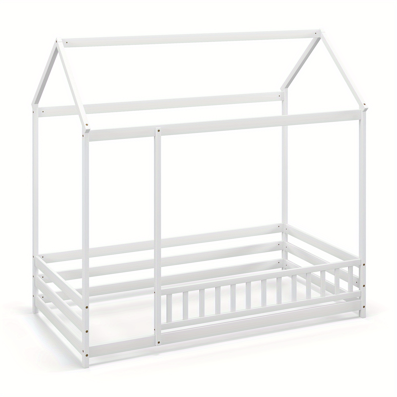 Costway Bed With Safety - Wood Playhouse Frame, Doorway, ' Imagination & (slats Not Included)
