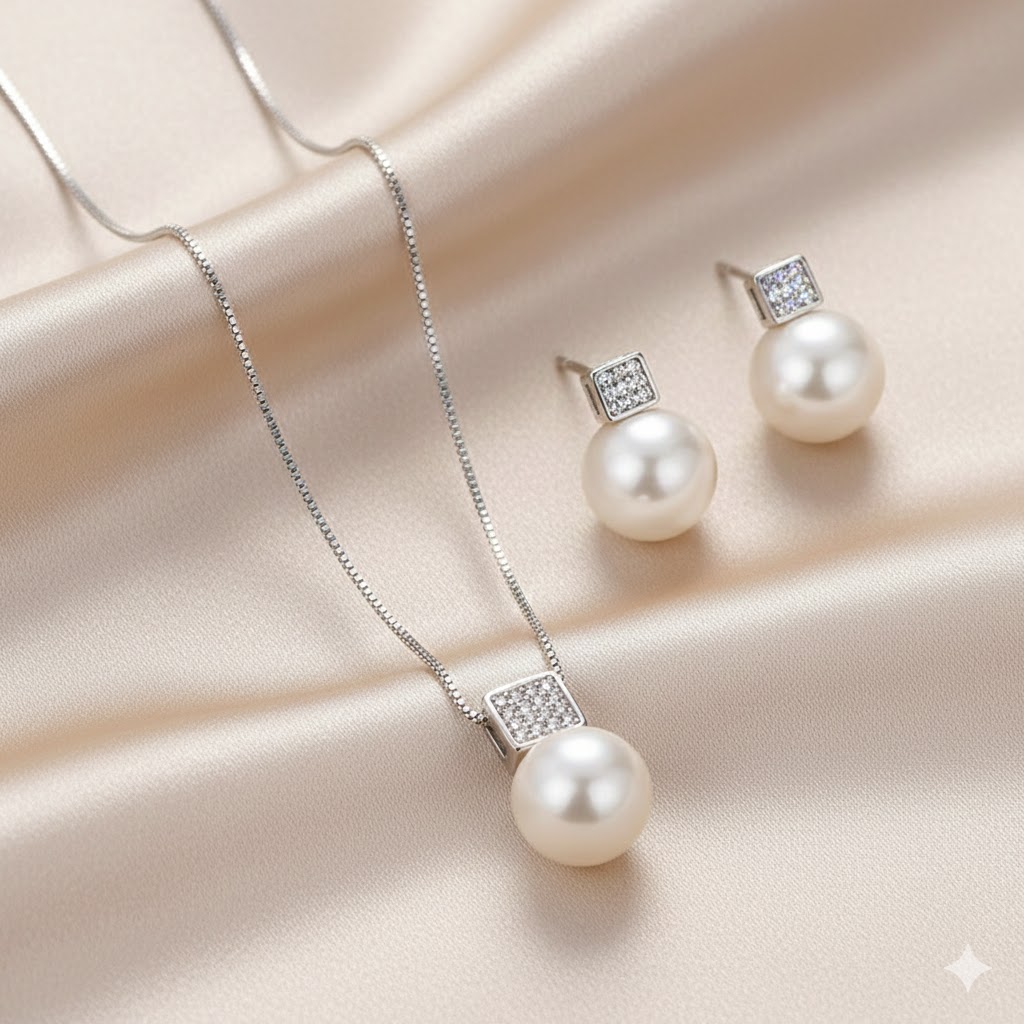 Beautiful Pendant Necklace and Earrings Set, Elegant Gift
