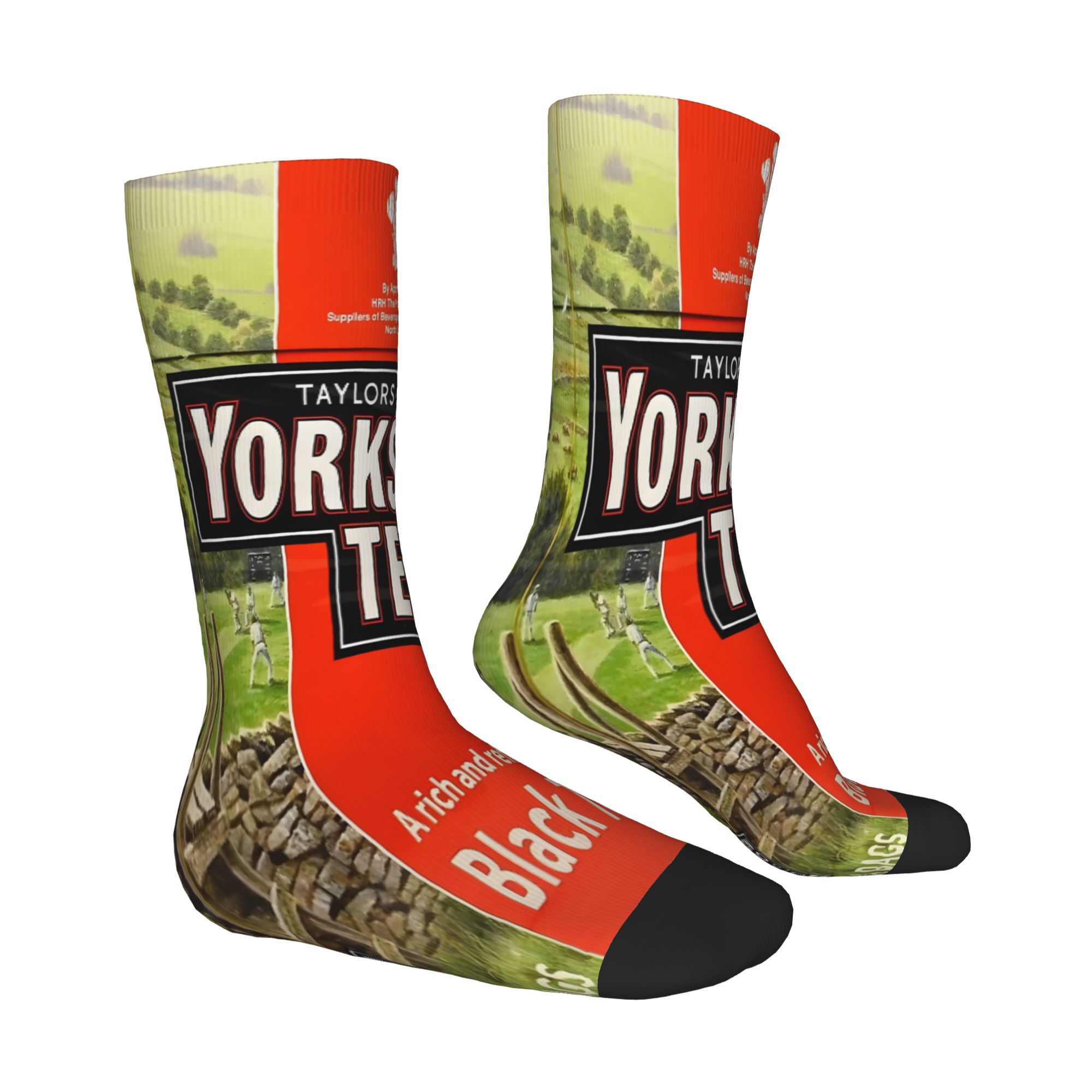 TEMU Yorkshire Tea-inspired Fun Socks, 2d Flat Printing, Unisex, Fashionable, Comfortable, Soft, Breathable, Ideal Gift
