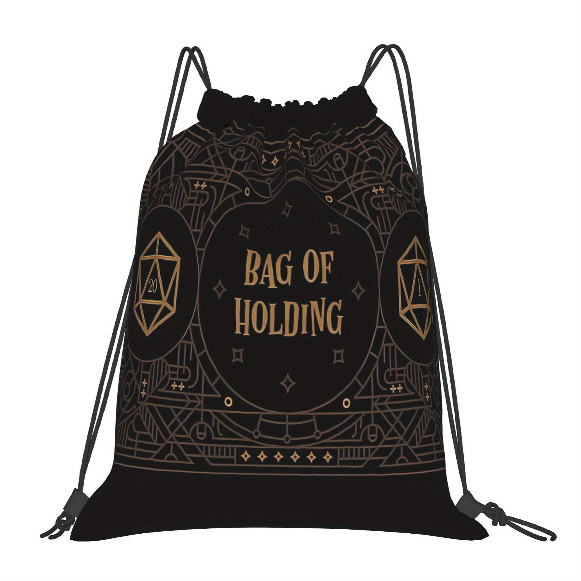 TEMU 1pc Accessoires D&D - Sac à cordon pour dés D20 adapté à D&D, coque souple multi-poches avec design de dés D20, accessoire de jeu RPG lavable en