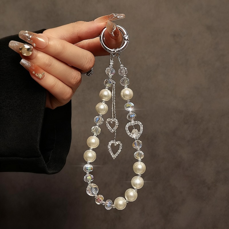 Luxurious High-end Beaded Hand Strap Chain Wristlet Short Lanyard Phone Case Car Keychain Bag Charm