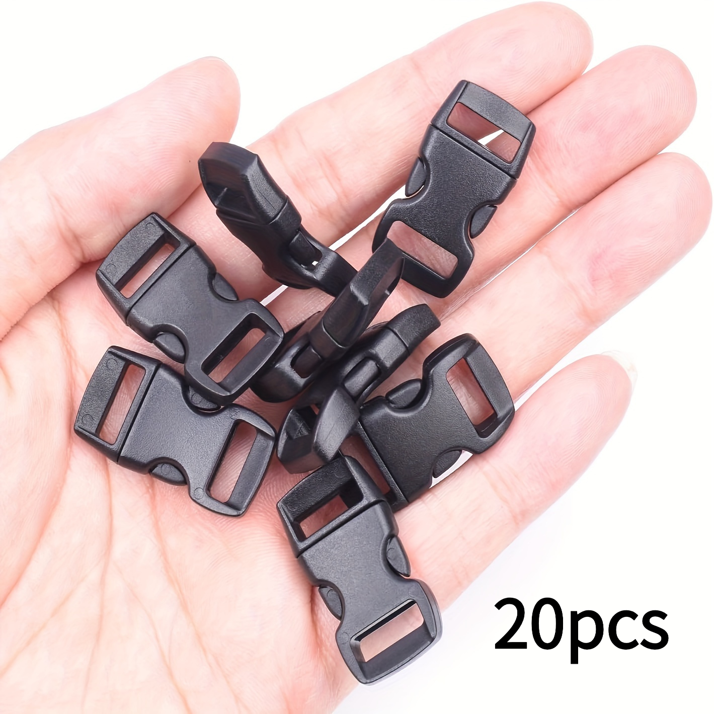 TEMU 20 hebillas de plástico de rápida en de 3/4, adecuadas para pulseras de cordón de paracaídas y correas de collar para perro