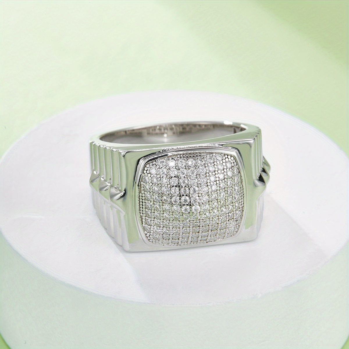 Men's 925 Silver Moissanite Wedding Engagement Ring