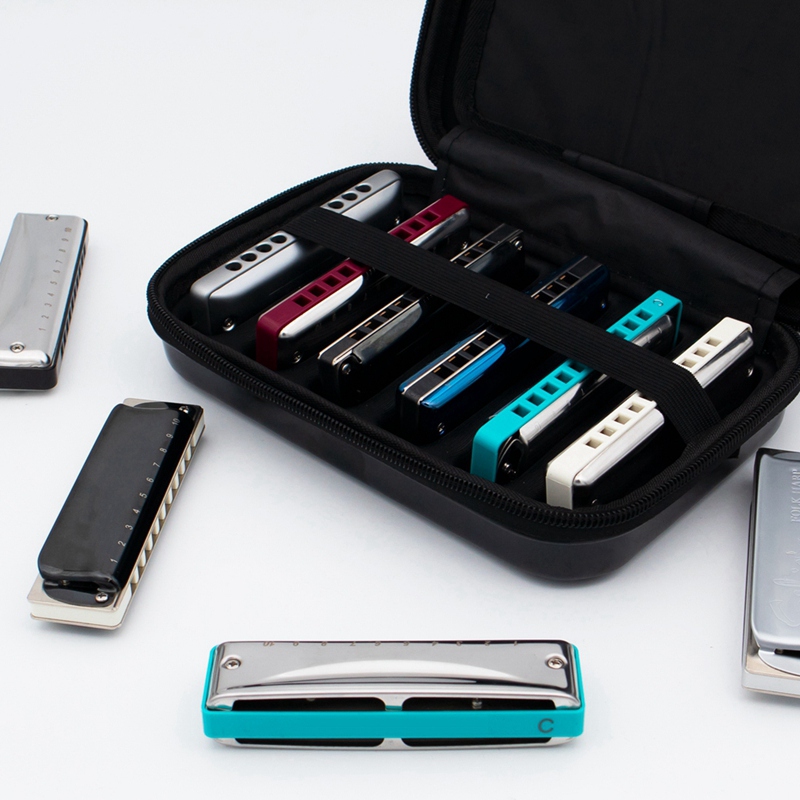 10 Holes Harmonica Case with Zippered Pouch